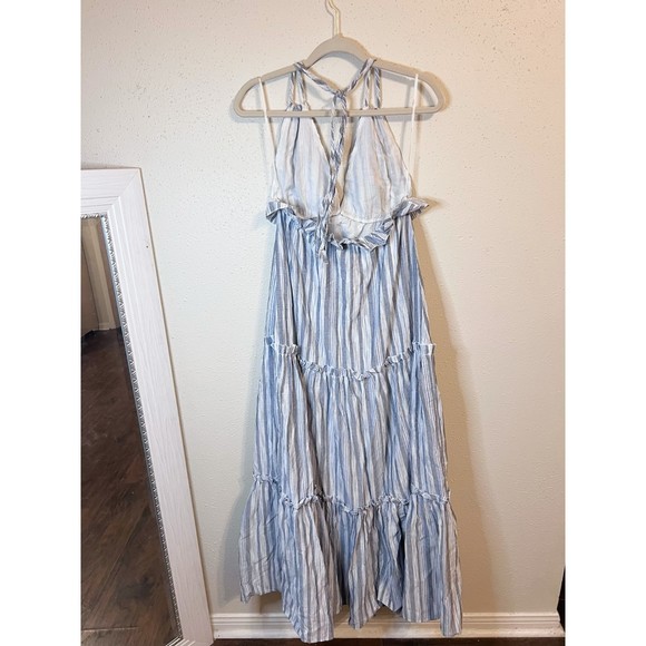 Lulus Vacay Babe Grey Striped Halter Maxi Dress Size S - Picture 9 of 12
